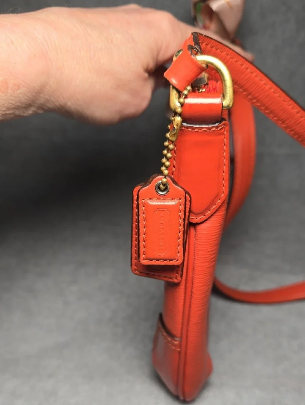 Coach Madison Leather Pocket Swingpack Crossbody Tangerine Orange